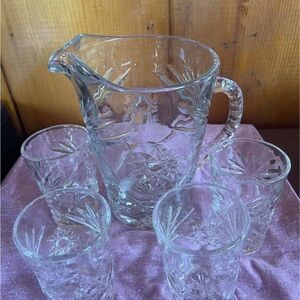 Crystal Glass Pitcher and Tumbler Set